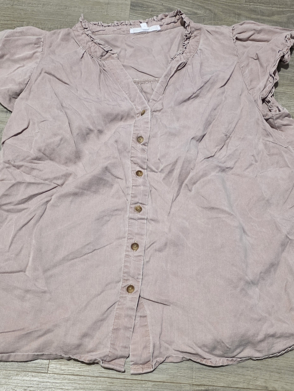 Jane and Delancey Dusty Rose Button-Front Ruffle Sleeve Blouse